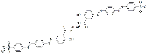 trialuminium bis[5-[[4-[(4-sulphonatophenyl)azo]phenyl]azo]salicylate] Struktur