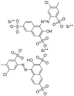 4-[(5-chloro-4-methyl-2-sulphophenyl)azo]-3-hydroxynaphthalene-2,7-disulphonic acid, strontium salt Struktur