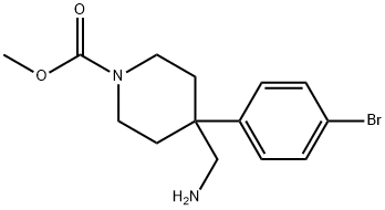 4-Aminomethyl-4-(4-fluoro-phenyl)-piperidine-1-carboxylic acid tert-butyl ester Struktur