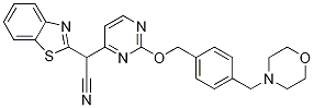 (1,3-Benzothiazol-2-yl)[2-[[4-[(morpholin-4-yl)methyl]benzyl]oxy]pyrimidin-4-yl]acetonitrile Struktur