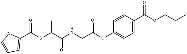 Glycine, 4-(1-oxo-2-((2-thienylcarbonyl)thio)propyl)-, 4-(propoxycarbo nyl)phenyl ester Struktur