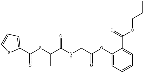 Glycine, N-(1-oxo-2-((2-thienylcarbonyl)thio)propyl)-, 2-(propoxycarbo nyl)phenyl ester Struktur