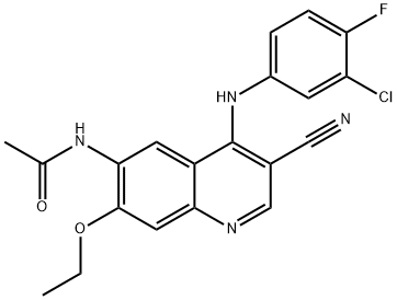 N-(4-((3-Chloro-4-fluorophenyl)aMino)-3-cyano-7-ethoxyquinolin-6-yl)acetaMide Struktur