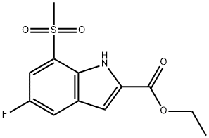 Ethyl 5-fluoro-7-(methylsulphonyl)-1H-indole-2-carboxylate Struktur