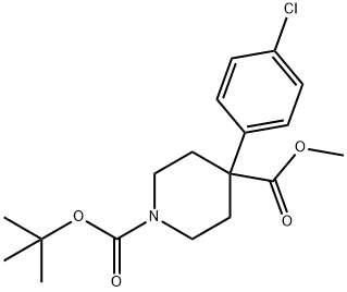 1-BOC-4-(4-CHLOROPHENYL)-4-PIPERIDINEDICARBOXYLIC ACID METHYL ESTER Struktur