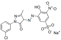 sodium 3-[[1-(3-chlorophenyl)-4,5-dihydro-3-methyl-5-oxo-1H-pyrazol-4-yl]azo]-4-hydroxy-5-nitrobenzenesulphonate Struktur