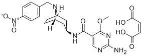 2-Amino-4-methoxy-N-(8-(p-nitrobenzyl)-3-beta-nortropanyl)-5-pyrimidin ecarboxamide maleate Struktur