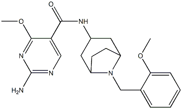 2-amino-4-methoxy-N-[8-[(2-methoxyphenyl)methyl]-8-azabicyclo[3.2.1]oc t-3-yl]pyrimidine-5-carboxamide Struktur