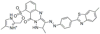 2-methyl-3-[[4-(6-methylbenzothiazol-2-yl)phenyl]azo]pyrazolo[5,1-b]quinazoline-9(1H)-one, mono[(4-methyl-1H-imidazolyl)methyl] monosulpho derivative  Struktur