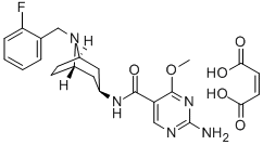 2-Amino-N-(8-(o-fluorobenzyl)-3-beta-nortropanyl)-4-methoxy-5-pyrimidi necarboxamide Struktur