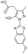 1H-Pyrazole-4-acetic acid, 5-hydroxy-1-(6-methoxy-2-benzothiazolyl)-3- methyl- Struktur