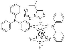 (R)-2-[(RP)-2-(二苯基膦)二茂鐵基]-4-異丙基-2-噁唑啉三苯基膦氯化釕(II)絡(luò)合物 結(jié)構(gòu)式