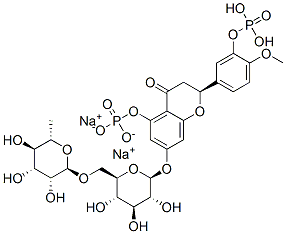 (S)-7-[[6-O-(6-deoxy-alpha-L-mannopyranosyl)-beta-D-glucopyranosyl]oxy]-2,3-dihydro-2-[4-methoxy-3-(phosphonooxy)phenyl]-5-(phosphonooxy)-4H-1-benzopyran-4-one, disodium salt Struktur