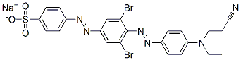 sodium p-[[3,5-dibromo-4-[[p-[(2-cyanoethyl)ethylamino]phenyl]azo]phenyl]azo]benzenesulphonate Struktur