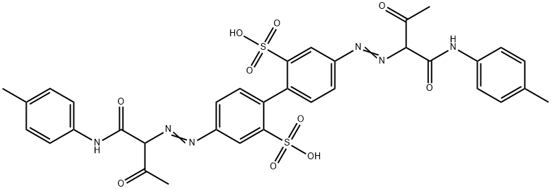 4,4'-bis[[1-[[(4-methylphenyl)amino]carbonyl]-2-oxopropyl]azo][1,1'-biphenyl]-2,2'-disulphonic acid Struktur