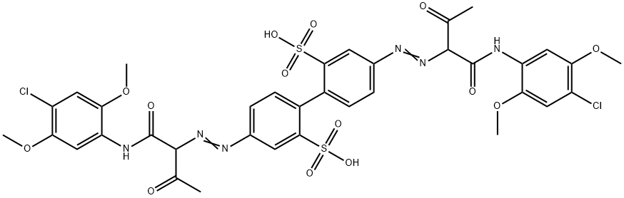 4,4'-bis[[1-[[(4-chloro-2,5-dimethoxyphenyl)amino]carbonyl]-2-oxopropyl]azo][1,1'-biphenyl]-2,2'-disulphonic acid Struktur