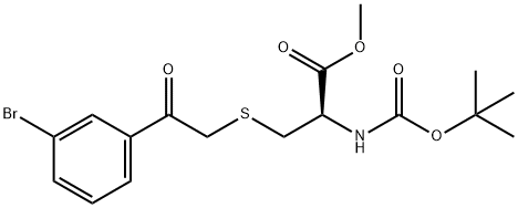 (S)-3-[2-(3-Bromo-phenyl)-2-oxo-ethylsulfanyl]-2-tert-butoxycarbonylamino-propionic acid methyl ester Struktur