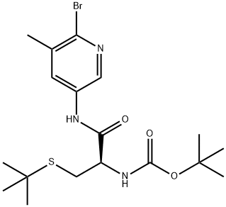 (R)-TERT-BUTYL 1-(6-BROMO-5-METHYLPYRIDIN-3-YLAMINO)-3-(TERT-BUTYLTHIO)-1-OXOPROPAN-2-YLCARBAMATE Struktur