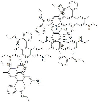 Xanthylium, 9-[2-(ethoxycarbonyl)phenyl]-3,6-bis(ethylamino)-2-methyl-, molybdatephosphate Struktur