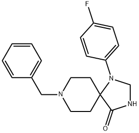 8-benzyl-1-(4-fluorophenyl)-1,3,8-triazaspiro[4,5]decan-4-one Struktur