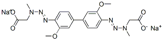 disodium N,N'-[(3,3'-dimethoxy[1,1'-biphenyl]-4,4'-diyl)bisazo]bis[N-methylaminoacetate] Struktur