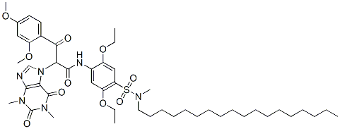 N-[2,5-diethoxy-4-[(methyloctadecylamino)sulphonyl]phenyl]-alpha-(2,4-dimethoxybenzoyl)-1,2,3,6-tetrahydro-1,3-dimethyl-2,6-dioxo-7H-purine-7-acetamide Struktur