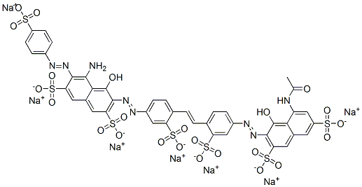 2,7-Naphthalenedisulfonic acid, 3-[[4-[2-[4-[[8-(acetylamino)-1-hydroxy-3,6-disulfo-2-naphthalenyl]azo]-2-sulfophenyl]ethenyl]-3-sulfophenyl]azo]-5-amino-4-hydroxy-6-[(4-sulfophenyl)azo]-, heptasodium salt Struktur