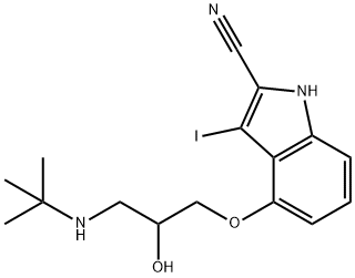 4-[3-[(1,1-Dimethylethyl)amino]-2-hydroxypropoxy]-3-iodo-1H-indole-2-carbonitrile Struktur