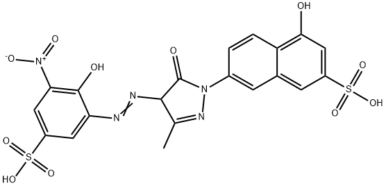 7-[4,5-dihydro-4-[(2-hydroxy-3-nitro-5-sulphophenyl)azo]-3-methyl-5-oxo-1H-pyrazol-1-yl]-4-hydroxynaphthalene-2-sulphonic acid Struktur