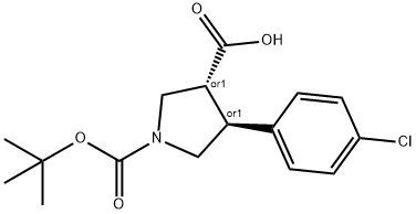 trans-1-Boc-4-(4-chlorophenyl)-3-pyrrolidinecarboxylic acid Struktur