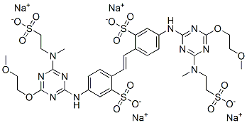 4,4'-bis[[4-(2-methoxyethoxy)-6-[methyl(2-sulphoethyl)amino]-1,3,5-triazin-2-yl]amino]stilbene-2,2'-disulphonic acid, sodium salt Struktur