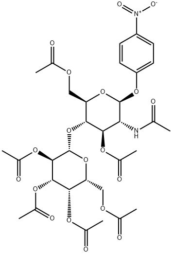 4-Nitrophenyl2-acetamido-3,6-di-O-acetyl-4-O-(2,3,4,6-tetra-O-acetyl-b-D-galactopyranosyl)-2-deoxy-b-D-glucopyranoside Struktur