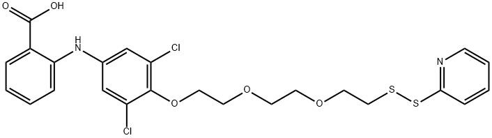 Benzoic  acid,  2-[[3,5-dichloro-4-[2-[2-[2-(2-pyridinyldithio)ethoxy]ethoxy]ethoxy]phenyl]amino]- Struktur