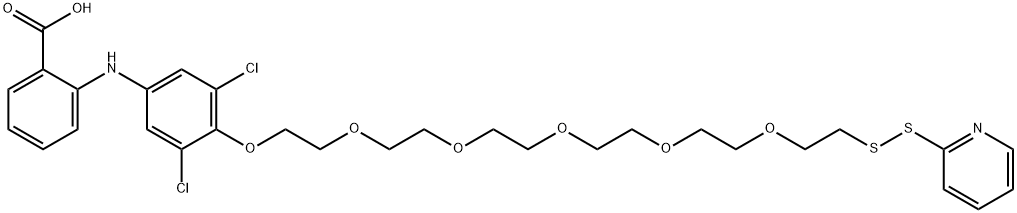 Benzoic  acid,  2-[[3,5-dichloro-4-[[17-(2-pyridinyldithio)-3,6,9,12,15-pentaoxaheptadec-1-yl]oxy]phenyl]amino]- Struktur