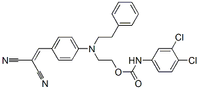 2-[[4-(2,2-dicyanovinyl)phenyl](2-phenylethyl)amino]ethyl (3,4-dichlorophenyl)carbamate Struktur