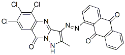 1-[(5,6,7-trichloro-1,9-dihydro-2-methyl-9-oxopyrazolo[5,1-b]quinazolin-3-yl)azo]anthraquinone Struktur