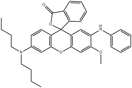 2'-anilino-6'-(dibutylamino)-3'-methoxyspiro[isobenzofuran-1(3H),9'-[9H]xanthene]-3-one Struktur