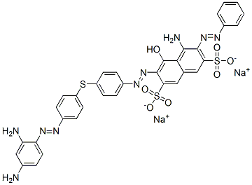 4-amino-6-[[4-[[4-[(2,4-diaminophenyl)azo]phenyl]thio]phenyl]azo]-5-hydroxy-3-(phenylazo)naphthalene-2,7-disulphonic acid, sodium salt Struktur