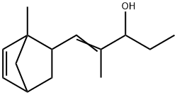 2-methyl-1-(1-methylbicyclo[2.2.1]hept-5-en-2-yl)pent-1-en-3-ol Struktur