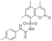 4,5,7-Trimethyl-N-(((4-methylphenyl)amino)carbonyl)-2-oxo-2H-1-benzopy ran-8-sulfonamide Struktur