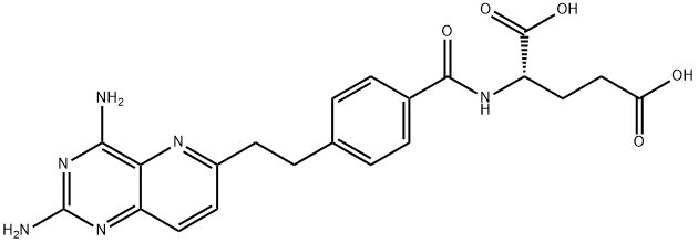 (2S)-2-[[4-[2-(2,4-diamino-3,5,10-triazabicyclo[4.4.0]deca-2,4,7,9,11- pentaen-9-yl)ethyl]benzoyl]amino]pentanedioic acid Struktur