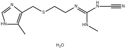 Guanidine, N-cyano-N'-methyl-N''-[2-[[(5-methyl-1H-imidazol-4-yl)methyl]thio]ethyl]-, monohydrate Struktur