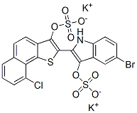 dipotassium 5-bromo-2-[9-chloro-3-(sulphonatooxy)naphtho[1,2-b]thien-2-yl]-1H-indol-3-yl sulphate Struktur