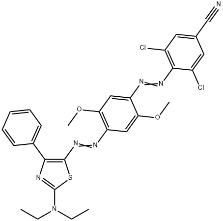 3,5-dichloro-4-[[4-[[2-(diethylamino)-4-phenylthiazol-5-yl]azo]-2,5-dimethoxyphenyl]azo]benzonitrile Struktur