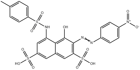 4-hydroxy-3-[(4-nitrophenyl)azo]-5-[[(p-tolyl)sulphonyl]amino]naphthalene-2,7-disulphonic acid Struktur