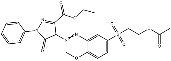 ethyl 4-[[5-[[2-(acetoxy)ethyl]sulphonyl]-2-methoxyphenyl]azo]-4,5-dihydro-5-oxo-1-phenyl-1H-pyrazole-3-carboxylate Struktur