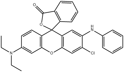 2'-anilino-3'-chloro-6'-(diethylamino)spiro[isobenzofuran-1[3H],9'-[9H]xanthene]-3-one Struktur