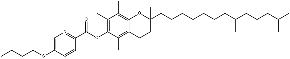 [2,5,7,8-tetramethyl-2-(4,8,12-trimethyltridecyl)chroman-6-yl] 5-butyl sulfanylpyridine-2-carboxylate Struktur