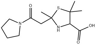 2,5,5-trimethyl-2-(2-oxo-2-pyrrolidin-1-yl-ethyl)thiazolidine-4-carbox ylic acid Struktur