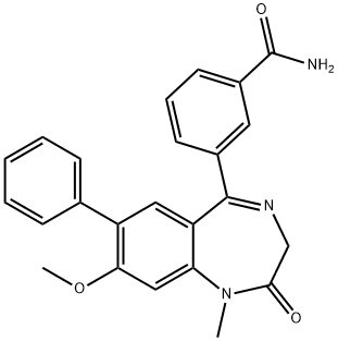 Benzamide, 3-(2,3-dihydro-8-methoxy-1-methyl-2-oxo-7-phenyl-1H-1,4-benzodiazepin-5-yl)- Struktur